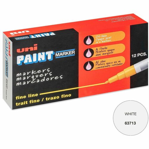 Uni-Ball Paint Marker, Uni Paint Series, Fine 1.2mm Bullet Tip, White Oil-Based, Valve-Action, Weatherproof