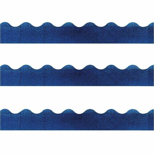 Trend Blue Terrific Trimmers - Sparkle - Fun, Learning Theme/Subject - Skill Learning: Color - Rectangle Topped With Waves Shape - Pin-up - Layer pattern - Durable, Precut, Reusable - 2.25" Width x 390" Length - Blue - Paper - 1 Each