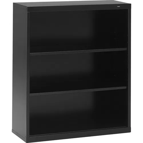 Tennsco Bookcase, Welded Steel, Black, 3 Shelves (2 Adjustable), 34.5" x 13.5" x 40", 360 lb Capacity