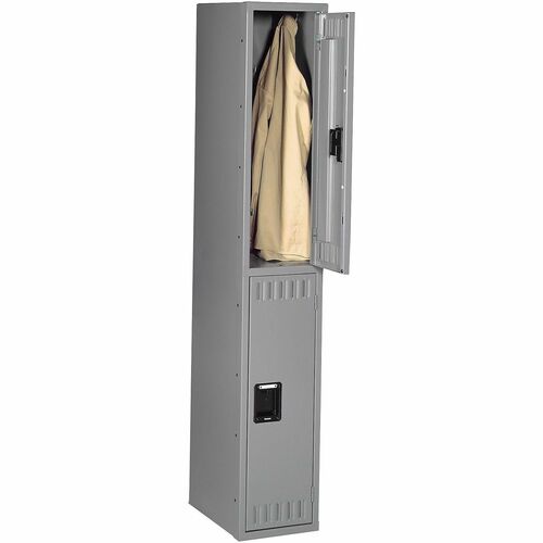 Tennsco Locker, Double-Tier, 12" W x 18" D x 72" H, Steel, Medium Gray