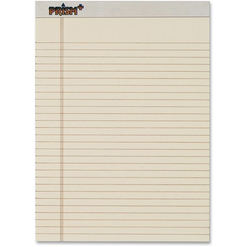 TOPS Prism Plus Colored Notepads, 8.5" x 11.75", Ivory, 50 Sheets, 16 lb, Hard Cover, Perforated, Rigid Backer, 12/PK