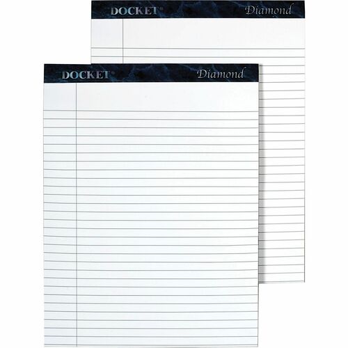 TOPS Notepad, 8.5" x 11.75", 50-Sheet Wide-Ruled, 24 lb Watermarked, Double-Stitched Top, Perforated, Blue Top Binding, Chipboard Back, 2/Box