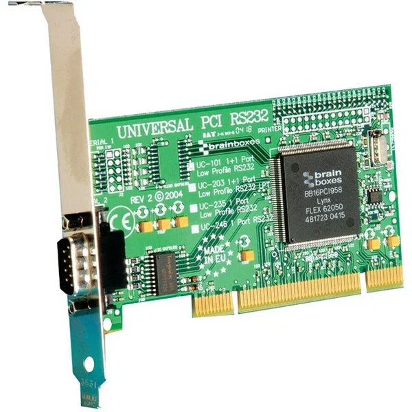 Brainboxes 1 Port RS-232 Serial Adapter - 1 x 9-pin DB-9 Male RS-232 Serial
