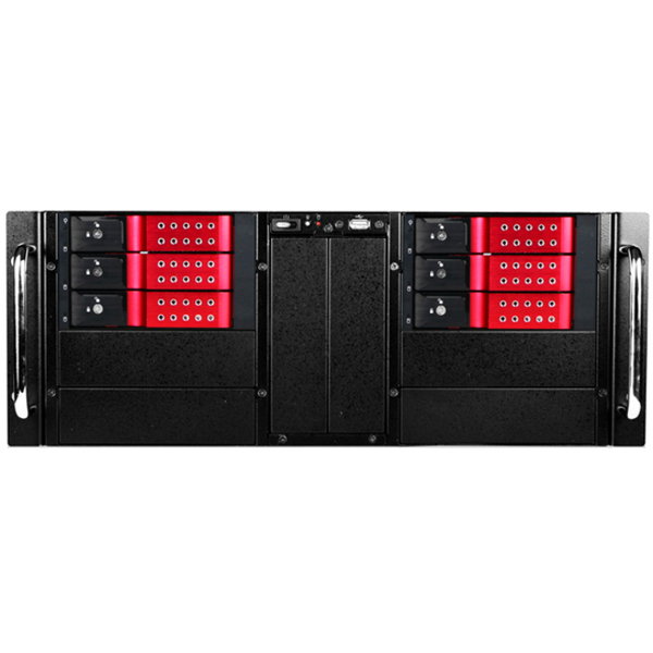 iStarUSA D Storm D-410-DE6 System Cabinet - Rack-mountable - Black, Red - Zinc-coated Steel - 4U - 6 x Bay - EATX, ATX, Micro ATX Motherboard Supported - 2 x Fan(s) Supported - 6 x External 3.5" Bay - 7x Slot(s) - 1 x USB(s)