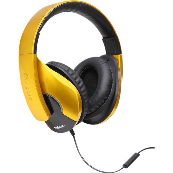 SYBA Multimedia Oblanc SHELL200 Saffron Yellow Stereo Headphone W/in-line Microphone - Stereo - Mini-phone (3.5mm) - Wired - 32 Ohm - 20 Hz to 20 kHz - Over-the-head - Binaural - Circumaural - 3.92 ft Cable - Gold