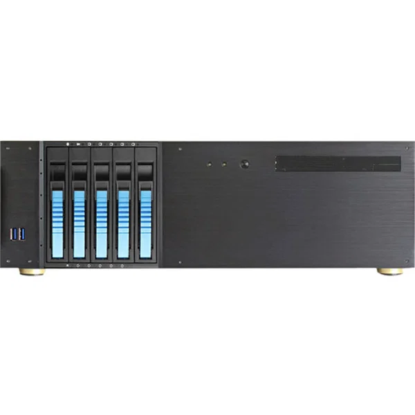 iStarUSA 3U Compact 5x3.5" Bay Hotswap microATX Chassis Black - Rack-mountable - Black, Blue - Aluminum, Steel - 3U - 9 x Bay - Micro ATX, ATX Motherboard Supported - 3 x Fan(s) Supported - 1 x External 5.25" Bay - 5 x External 3.5" Bay - 3 x Internal 3.5