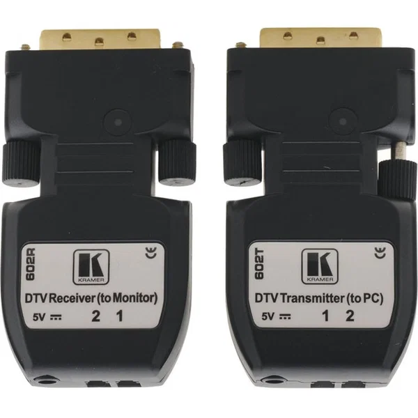 Kramer 602R/T Detachable DVI Optical Transmitter & Receiver - 1 Input Device - 1 Output Device - 5000 ft Range - 1 x DVI In - 1 x DVI Out - WUXGA - 1920 x 1200 - Optical Fiber