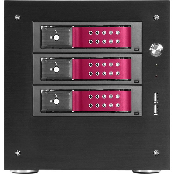 iStarUSA Compact Stylish 3x 3.5" Hotswap Trayless mini-ITX Tower - Tower - Black, Red - SECC, Aluminum - 4 x Bay - 0 - ITX Motherboard Supported - 1 x Fan(s) Supported - 3 x External 3.5" Bay - 1 x Internal 2.5" Bay - 1x Slot(s) - 2 x USB(s)