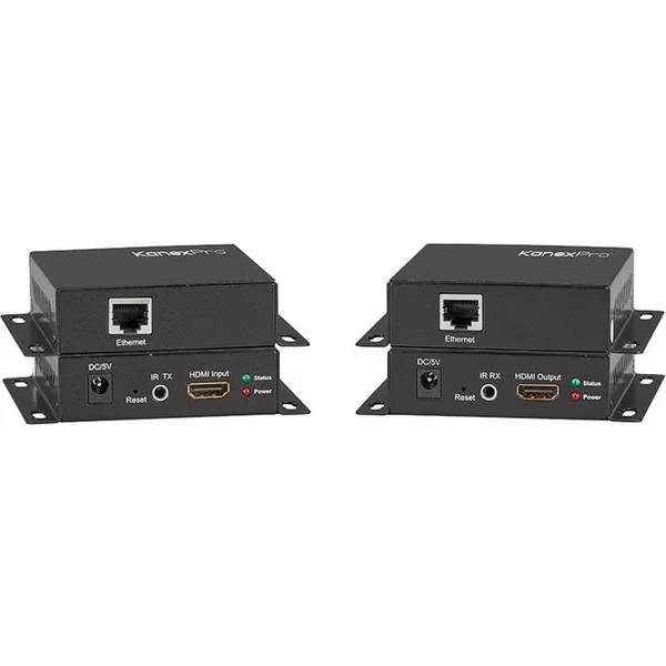 KanexPro NetworkAV 120M Extender Set - 1 Input Device - 1 Output Device - 393.70 ft Range - 2 x Network (RJ-45)HDMI In - 1 - 1 x HDMI Out - Full HD - 1920 x 1080 - Twisted Pair - Category 6 - Rack-mountable