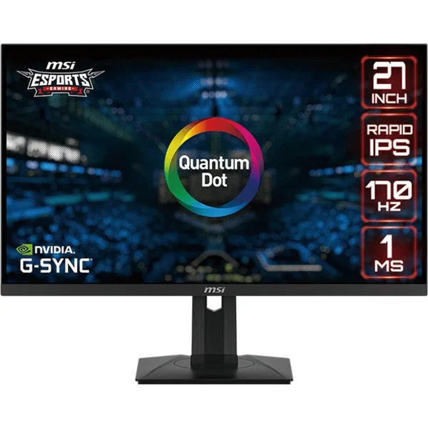 MSI G274QPF-QD 27" Class WQHD Gaming LCD Monitor - 16:9 - Black - 27" Viewable - Rapid IPS - Quantum Dot LED Backlight - 2560 x 1440 - 1.07 Billion Colors - G-sync Compatible - 400 Nit - 1 ms - Height, Pivot, Swivel, Tilt - USB Type-C - HDMI - DisplayPort
