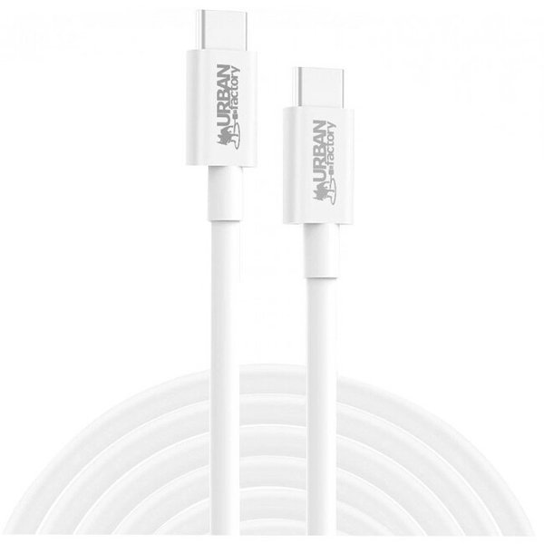 Urban Factory BASEE: 2 M USB-C / USB-C Cable - 6.56 ft USB-C Data Transfer Cable - First End: 1 x USB Type C - Male - Second End: 1 x USB Type C - Male - 5 Gbit/s - White