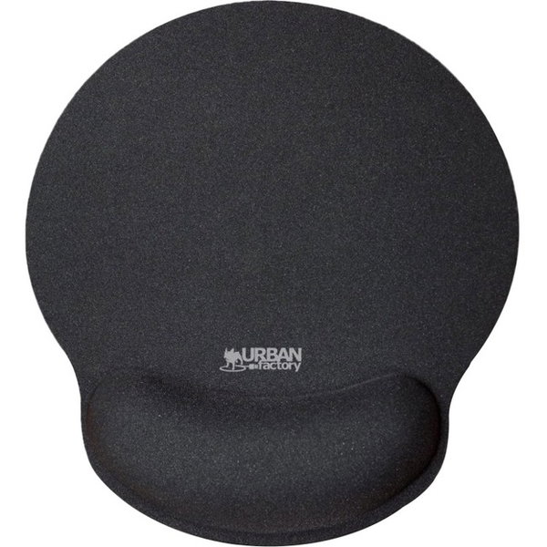 Urban Factory Ergonomic Mouse Pad with Hand-rest - 9.84" Height x 8.66" Width x 1.10" Depth - Black - Gel - Water Resistant, Anti-slip
