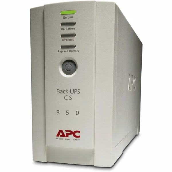 APC Back-UPS CS 350VA, 120V, 6 NEMA outlets (4 surge) - Tower - 8 Hour Recharge - 6.60 Minute Stand-by - 120 V Input - 120 V AC Output - Single Phase - Stepped Approximated Sine Wave - Serial Port - USB - 3 x NEMA 5-15R, 3 x NEMA 5-15R Surge Receptacle(s)