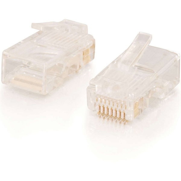 C2G RJ45 Cat5E Modular Plug for Round Stranded Cable Multipack (50-Pack) - 1 - RJ-45 Network Male - Transparent