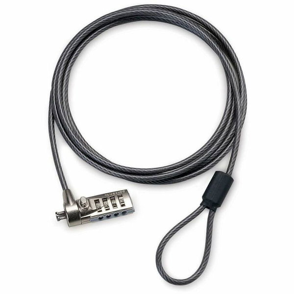 Targus DEFCON Combo Lock (CL) - TAA Compliant - 6.60 ft (0.16" Dia) Cable - Resettable - 4-digit - Patented T-bar/Combination Lock - Black - Galvanized Steel - For Notebook - TAA Compliant
