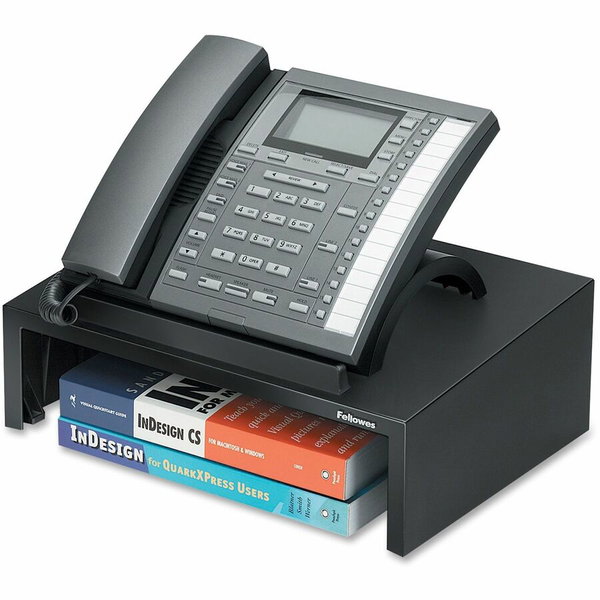 Fellowes Designer Suites™ Phone Stand - 4.38" Height x 13" Width x 9.13" Depth - Pearl, Black - Storage Space