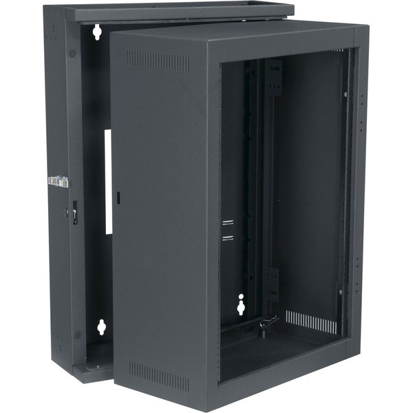 Middle Atlantic EWR 16RU Pivoting Wall Mount Enclosure - No Front Door - 22in Depth Wall Mount Rack - TAA Compliant - 16U Rack Height x 28" Rack Width - Wall Mountable - Black - Steel - 150 lb Maximum Weight Capacity