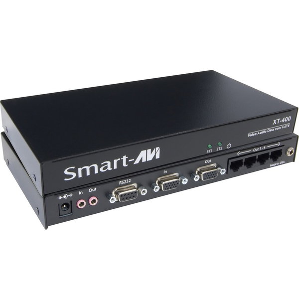 SmartAVI UXGA/Audio/IR/RS-232 Point-to-Multi- Point CAT5 Extender, 4-Port Transmitter - 1 Input Device - 1000 ft Range - 4 x Network (RJ-45) - 1920 x 1200 - Twisted Pair - Category 8