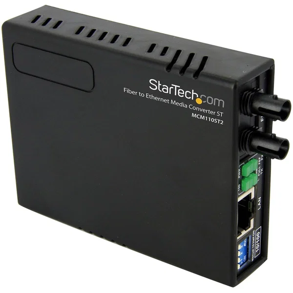 StarTech 10/100 Multi Mode Fiber Copper Fast Ethernet Media Converter ST 2 km, TAA - Convert and extend a 10/100 Mbps Ethernet connection up to 2 km over Multi Mode ST fiber - fiber converter - ethernet media converter - fibre converter - 10/100 media con