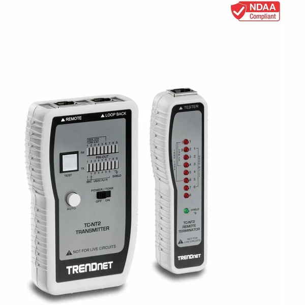 TRENDnet Network Cable Tester, Tests Ethernet, USB And BNC Cables, Accurately Test Pin Configurations up to 300m (984 ft), Local And Remote Testing, Includes BNC To Ethernet Converters, White, TC-NT2 - Network Cable Tester (TP & Coax)