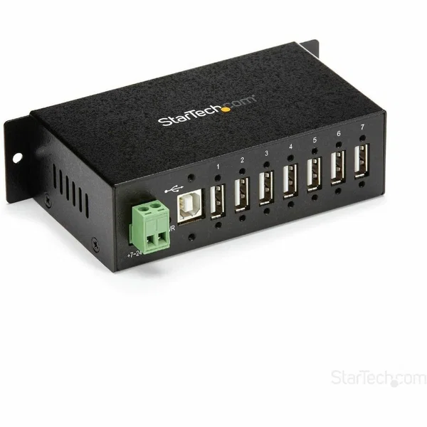 StarTech Mountable Rugged Industrial 7 Port USB 2.0 Hub, TAA - Add 7 external, wall/DIN rail mountable USB 2.0 ports from a single USB connection - usb 2.0 hub - 7 port usb hub - desktop usb hub -external usb hub