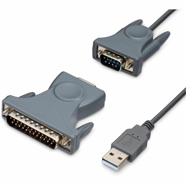 StarTech 3ft (91cm) 1-Port USB to Serial Cable, DB9/DB25 RS232 to USB Converter, Prolific, USB to Serial Adapter - USB to serial RS232 (DB9 or DB25) adapter - Supports Windows, macOS, Linux - Secure the cable using the screw-lock nuts on the male serial D