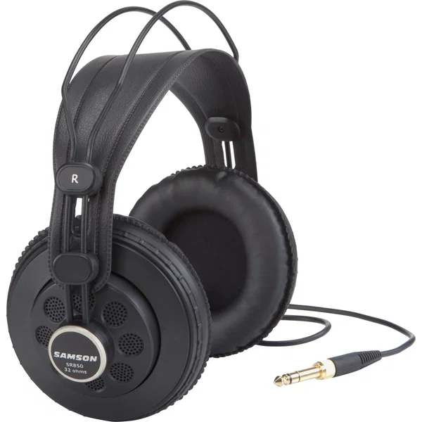 Samson SR850 - Professional Studio Reference Headphone - Stereo - Mini-phone (3.5mm) - Wired - 32 Ohm - 10 Hz to 30 kHz - Gold Plated Connector - Over-the-head - Binaural - Ear-cup - Black