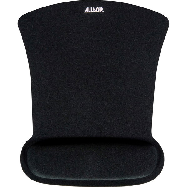 Allsop Ergoprene Gel Mouse Pad with Wrist Rest - Black - (30191) - 1" Height x 8" Width x 11" Depth - Black - Gel, Natural Rubber, Ergoprene - Anti-skid