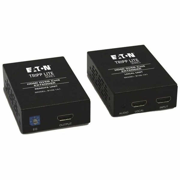 Tripp Lite by Eaton HDMI over Cat5/6 Extender Kit Box-Style Transmitter/Receiver for Video/Audio Up to 150 ft. (45 m) TAA - 2 Input Device - 2 Output Device - 150 ft Range - 2 x Network (RJ-45) - 1 x HDMI In - 2 x HDMI Out - Twisted Pair - Category 6 - Ra