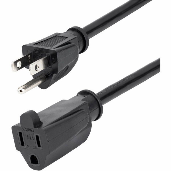 StarTech 20ft (6m) Power Extension Cord, NEMA5-15R to NEMA5-15P Black Extension Cord, 13A 125V, 16AWG, Computer Power Extension Cable - AC power extension cord 20ft/6m 16AWG power supply extension cable NEMA 5-15R to NEMA 5-15P connectors; 125V at 13A; UL