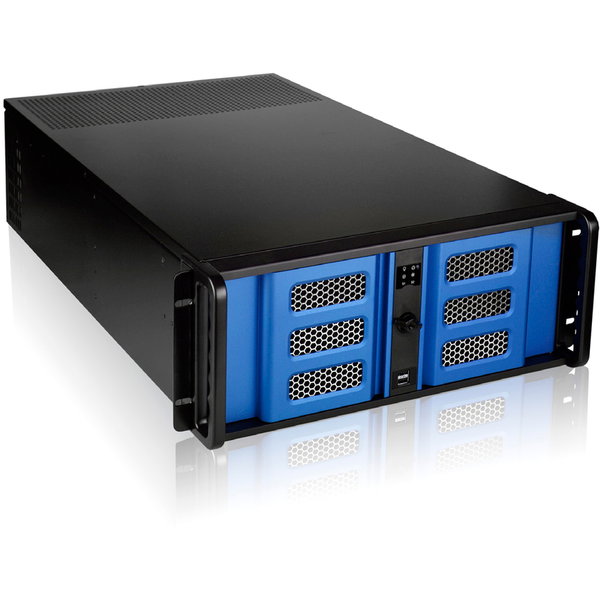 iStarUSA D Storm D-400L-7SE System Cabinet - Rack-mountable - Black, Blue - Aluminum, Zinc-coated Steel - 4U - 9 x Bay - ATX, Micro ATX Motherboard Supported - 5 x Fan(s) Supported - 7 x External 5.25" Bay - 1 x External 3.5" Bay - 1 x Internal 3.5" Bay -