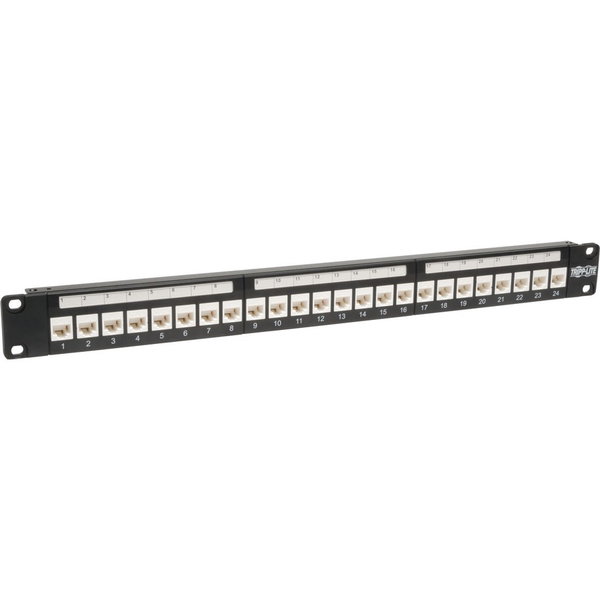 Eaton Tripp Lite Series 24-Port Cat6/Cat5 Low Profile Feed-Through Patch Panel, 1U Rack-Mount/Wall-Mount, TAA - 24 x RJ-45
