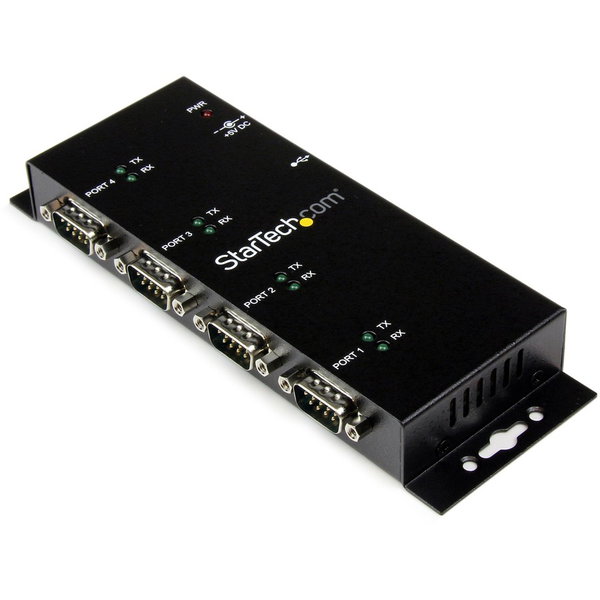 StarTech USB to Serial Adapter Hub - 4 Port - Industrial - Wall Mount - Din Rail - COM Port Retention - FTDI USB Serial, TAA - Add 4 DIN Rail-mountable RS232 Serial ports to any system through USB - 4 port usb serial adapter - 4 port usb to rs232 - USB to