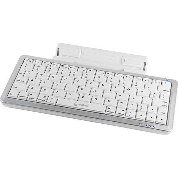 Connectland Bluetooth Wireless Keyboard - Wireless Connectivity - Bluetooth - 32 ft - 78 Key(s) - On/Off Switch Hot Key(s) - Smartphone, Tablet, Gaming Console - Silver, White