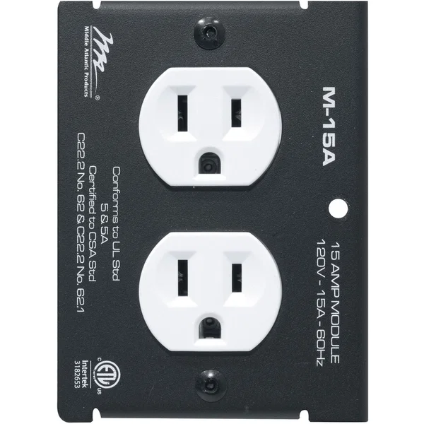 Middle Atlantic MPR Module, 15 A, Duplex - 2 x NEMA 5-15R - 15 A