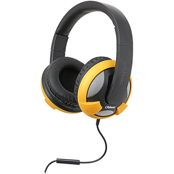 SYBA Multimedia Oblanc U.F.O. Yellow Stereo Headphone w/In-line Microphone - Stereo - Mini-phone (3.5mm) - Wired - 32 Ohm - 20 Hz to 20 kHz - Over-the-head - Binaural - Circumaural - 5.17 ft Cable - Yellow, Black