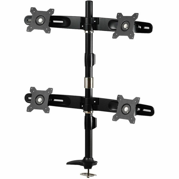 Amer Mounts Quad Monitor Grommet Mount Supports Flat Panel Sizes 15" to 24" AMR4P - A Pole/Grommet based mount that supports up to four 24" LED/LCD monitors, each weighing up to 17.6 lbs. A strong, sturdy, adjustable mount that will have no trouble holdin