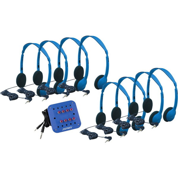 Hamilton Buhl 8 Person Kids Listening Center Includes: 8- Kids Ha2 Personal Blue Headsets 1- Kids Stereo Blue Jack Box With Volume Control - Stereo - Mini-phone (3.5mm) - Wired - 32 Ohm - 20 Hz to 20 kHz - Over-the-head - Binaural - Supra-aural - 6 ft Cab