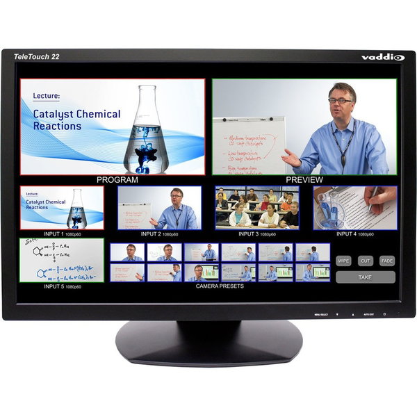 Vaddio Teletouch 22" HD LCD Touch Monitor with Base - Black - 22" Class - 5-wire Resistive - HD - 16.7 Million Colors - 1,000:1 - 300 Nit - DVI
