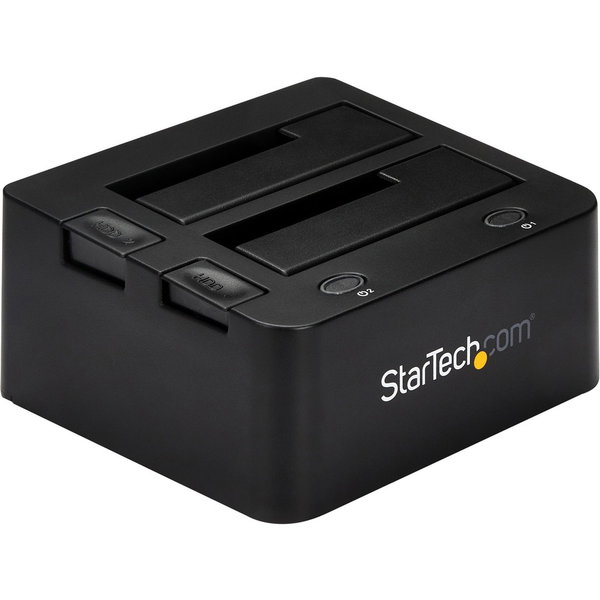 StarTech Dual-Bay USB 3.0 to SATA and IDE Hard Drive Docking Station, 2.5/3.5" SATA III and IDE (40 pin), SSD/HDD Dock, Top-Loading - Dual-Bay Hard Drive Dock for 2.5/3.5" SATA and IDE Drives; SATA III and IDE (40 pin, EIDE/PATA) HDD/SSD; USB 3.2 (5 Gbps)