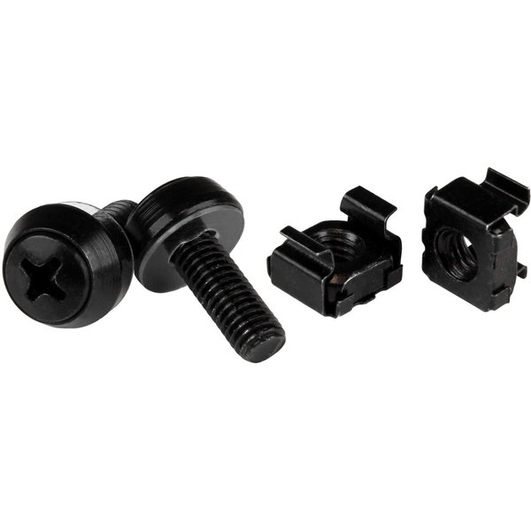 StarTech M6 x 12mm, Screws and Cage Nuts, 100 Pack, Black, M6 Mounting Screws & Cage Nuts for Server Rack & Cabinet, TAA - These high-quality M6 x 12mm screws and cage nuts make it easy to mount equipment in your server rack or cabinet - M6 Rack Screws - 