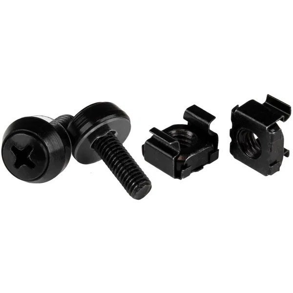 StarTech M5 x 12mm, Screws and Cage Nuts, 100 Pack, Black, M5 Mounting Screws & Cage Nuts for Server Rack & Cabinet, TAA - These high-quality M5 x 12mm screws and cage nuts make it easy to mount equipment in your server rack or cabinet - M5 Rack Screws - 