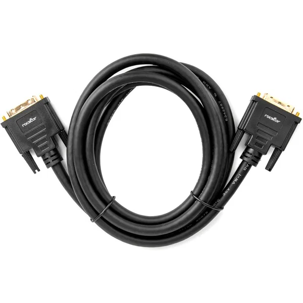 Rocstor DVI-D Dual Link Display Cable (m/m) Black - 6 ft DVI Video Cable for Video Device, Monitor, Projector, TV - First End: 1 x 24-pin DVI (Dual-Link) Digital Video - Male - Second End: 1 x 24-pin DVI (Dual-Link) Digital Video - Male - 9.9 Gbit/s - Sup