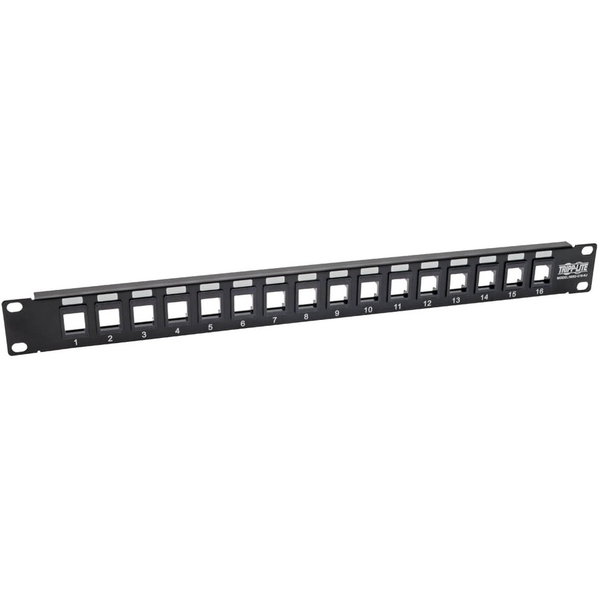 Tripp Lite by Eaton 16-Port 1U Rack-Mount Unshielded Blank Keystone/Multimedia Patch Panel RJ45 Ethernet USB HDMI Cat5e/6 - 16 Port(s) - 1U High - Black - 19" Wide - Rack-mountable