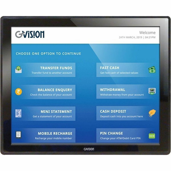 GVision R17ZH-OB-45P0 17" Class Open-frame LCD Touchscreen Monitor - 4:3 - 5 ms - 17" Viewable - Projected Capacitive - Multi-touch Screen - 1280 x 1024 - SXGA - 16.7 Million Colors - 1,000:1 - 250 Nit - LED Backlight - USB - VGA - Black
