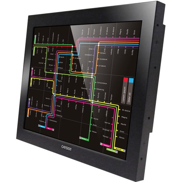 GVision O15AX-CV-45P0 15" Class Open-frame LCD Touchscreen Monitor - 15" Viewable - Projected Capacitive - 10 Point(s) Multi-touch Screen - 1024 x 768 - XGA - 800:1 - 270 Nit - LED Backlight - DVI - HDMI - USB - VGA - Black