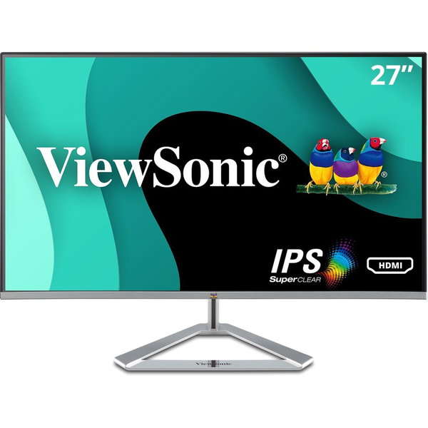 ViewSonic VX2776-SMHD 27 Inch 1080p Monitor, IPS Display with FreeSync and Eye Care Technology for Home and Office Entertainment, Ultra-Thin Bezels, DisplayPort for Daisy Chain, HDMI, and VGA Inputs - VX2776-SMHD - 1080p Widescreen IPS Monitor with Ultra-