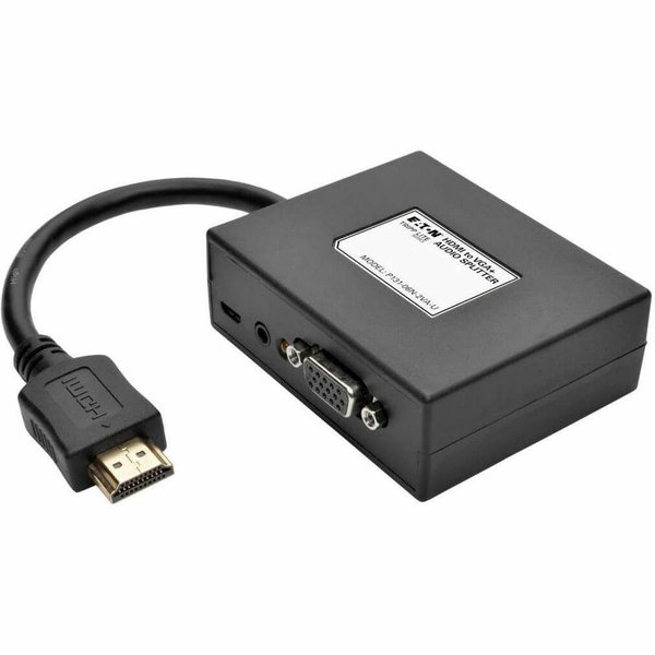 Eaton Tripp Lite Series HDMI to VGA and Audio Adapter, 6 in. (15.2 cm), Black, TAA - Audio Line In - Audio Line Out - HDMI In - VGA Out
