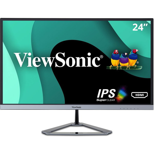 ViewSonic VX2476-SMHD 24 Inch 1080p Monitor, IPS Display with FreeSync and Eye Care Technology for Home and Office Entertainment, Ultra-Thin Bezels, DisplayPort for Daisy Chain, HDMI, and VGA Inputs - VX2476-SMHD - 1080p Widescreen IPS Monitor with Ultra-