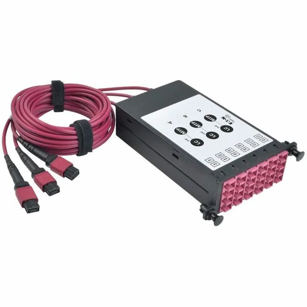 Eaton Tripp Lite Series 40/100Gb OM4 Fiber Breakout Cassette with Built-In MTP Cables, 40Gb to 4 x 10Gb, 100Gb to 4 x 25Gb, (x3) 8-Fiber OM4 MTP/MPO to (x12) LC Duplex - 12 Port(s) - 12 x Duplex - Rack-mountable